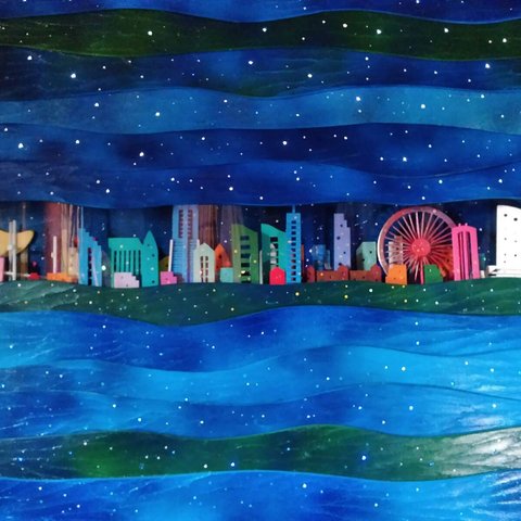 横浜&神戸などの夜景を300球のLEDで表現した作品・ミナトアカリ
