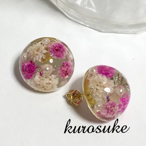 送料無料☆かすみ草ピアス❤︎ピンク