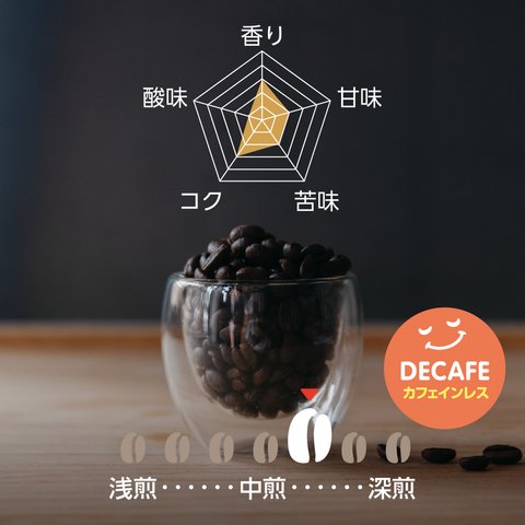 コーヒー好きも驚く、美味しいカフェインレスコーヒー（中深煎り）200g