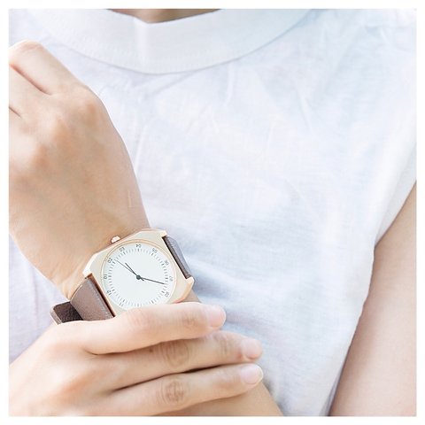 【四角フェイスがおしゃれ】　腕時計　メンズ　レディース　シンプル　ホワイト×ブラウン　ペアウォッチ　カップル　母の日
