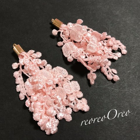 Flower race tassel  ピンク