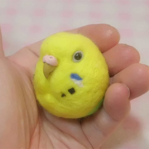 マグネット/ブローチ どちらか選択　セキセイインコ　イエローハルクイン　　羊毛フェルト　 受注作成