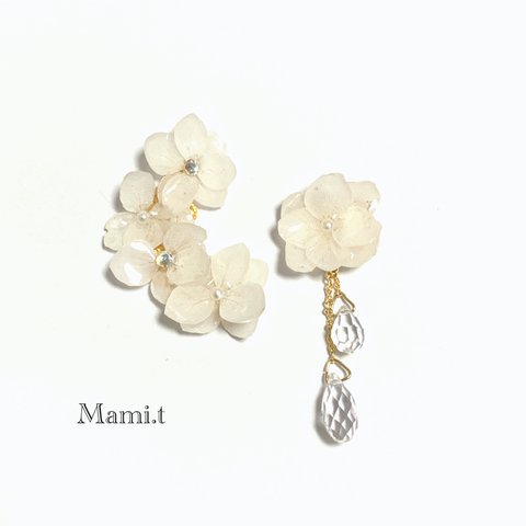 《Mami.t》紫陽花とスワロフスキーのイヤーカフセット