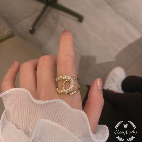 再販　18kgp  インスタ人気　クロス　オーブンリング　指輪　ring