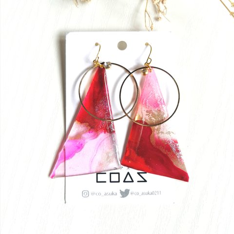 COAS  3角ピアス/イヤリング  LL RED 005