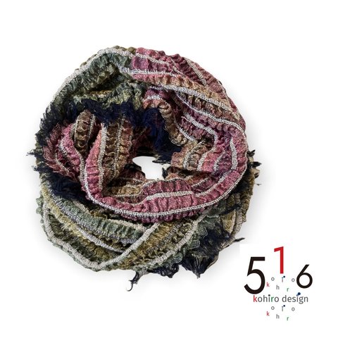 播州織 やわらか ウール コットン スヌード Snood ﾏﾙﾁｶﾗｰPKGEBE-W《 516 by kohiro design 》