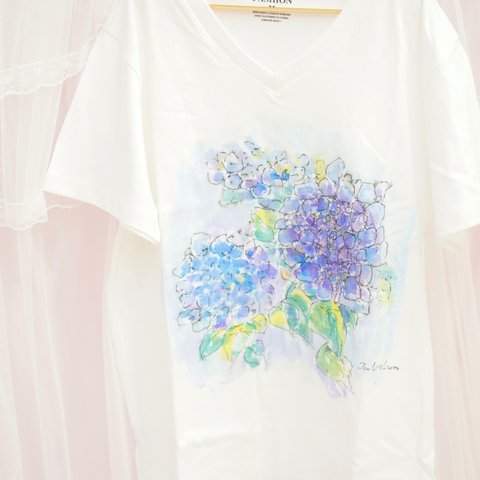 手描きTシャツ（紫陽花）