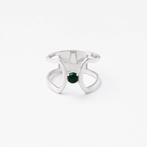 celosia ring / silver / malachite