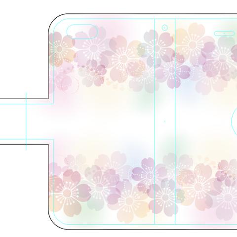 新品送料無料 iPhoneケース 手帳型 桜と虹色