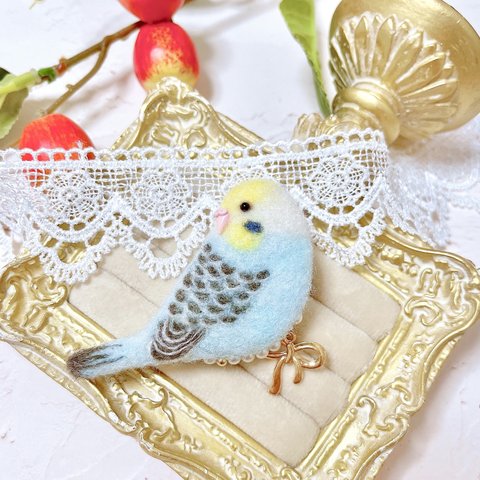 ※SOLD OUT※セキセイインコ ブローチ 羊毛フェルト