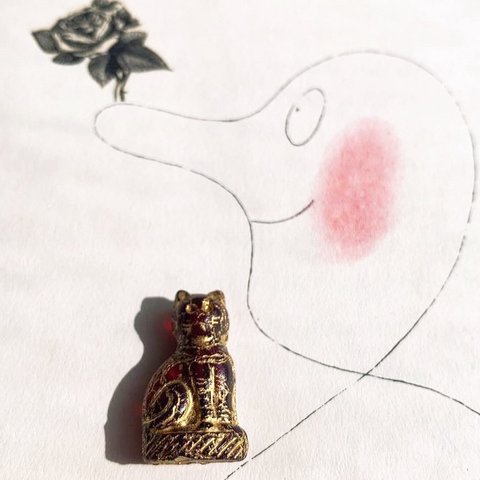 【1コずつ販売】JIRI＊IVANA#czech beads#チェコビーズ　egyptian cat 24✖️14㍉ garnet  red/bronze