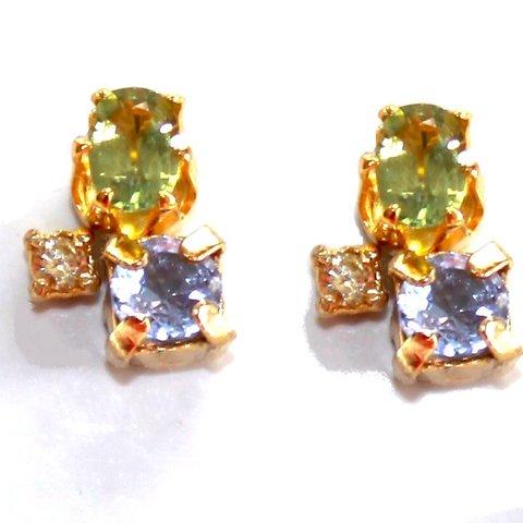 Diamond & Tanzanite & Sapphire Earrings/Pierce/Ear-cuff