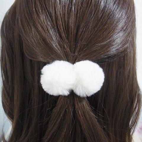 ヘアゴム フェイクファー キッズから大人まで 髪飾り ヘアアクセサリー 白