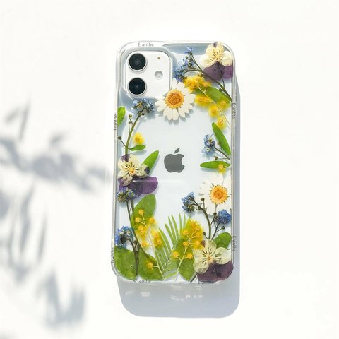 フレッシュな香りが漂う 押し花 スマホケース 全機種対応 iPhone Xperia Galaxy AQUOS