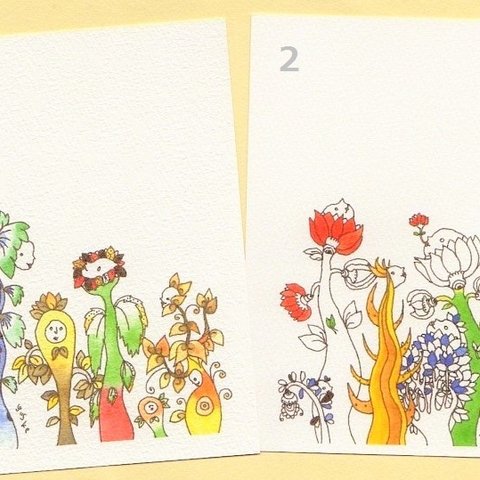  選べる　のびのび植物のcard 2枚set