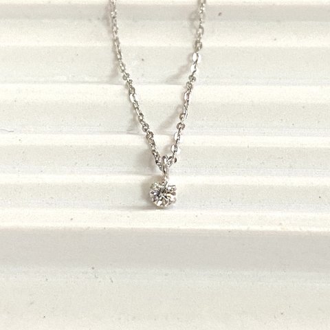 プラチナ 一粒ダイヤ ネックレス 0.05ct 一粒 pt 小粒 華奢 ダイヤモンド