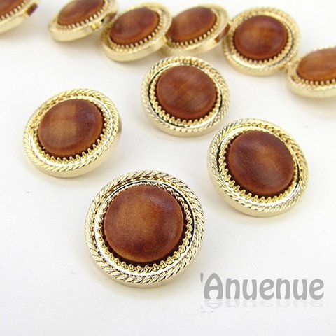 ナチュラルウッドボタン 23mm【Double relief/Brown】4個