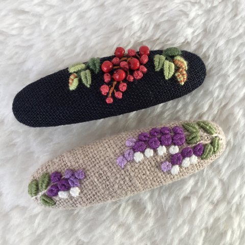 刺繍バレッタ6×1.7 ２点