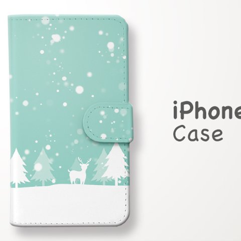 雪景色の手帳型スマホケース《iPhoneケース》