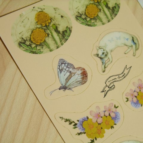 シール『 butterflies & flours 』　8ピース