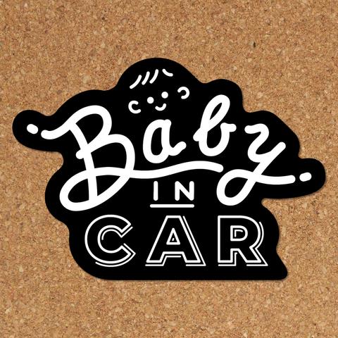 Baby in Car マグネットステッカー（レタリング風 黒）