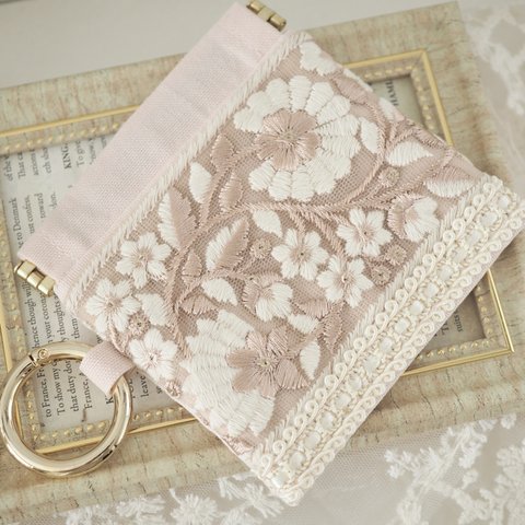 《インド刺繍リボン》ミニポーチ / バネポーチ 151