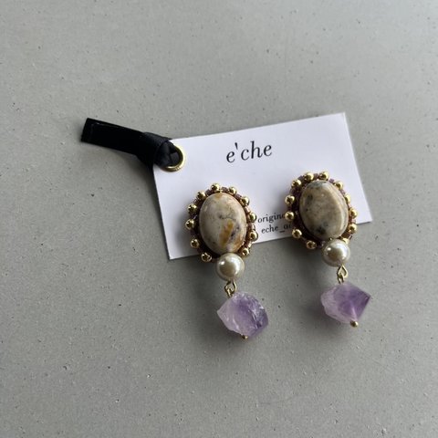 e’che beading collection amethyst *gold* earring ピアス/イヤリング