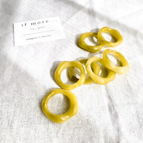 【サイズセレクト】chubby ring s ☽ marble pistachio / matte  marble pistachio ⌘クリアリング 透明 リング 指輪 いびつ マーブルリング