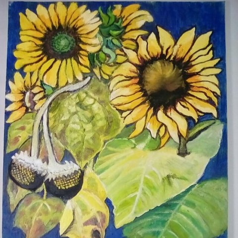 ひまわり　  絵画  油絵  原画  花  アート  インテリア  oilpainting  