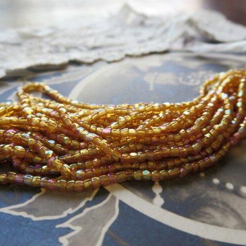 *♥*Vintage Czech Faceted Seed Beads Golden Topaz AB*♥*