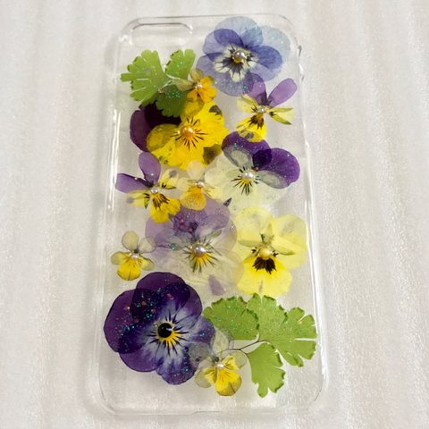 受注制作✨仲良しビオラ…絆✨押し花 iPhone 5・5s・6・6s・7・8 ケース