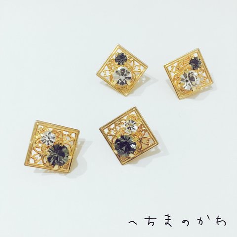 crystal on plate／イヤリングorピアス