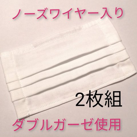 小さめサイズ　2枚組　ノーズワイヤー入りプリーツマスク