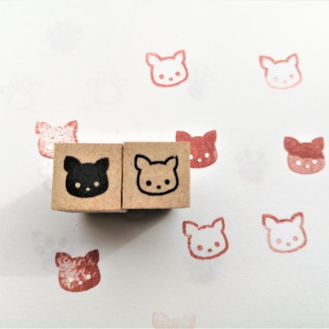 Pipu & Pepo　小さいスタンプ　1×1cm　２個セット　ベタと白抜き