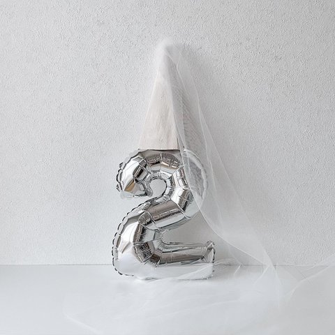 ［ Number Balloon ］（S）ナンバーバルーン silver |  誕生日 | おうちスタジオ  | 風船