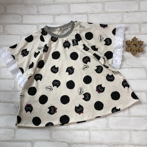 【sale】130*フレア袖チュニック(ネコニャン)