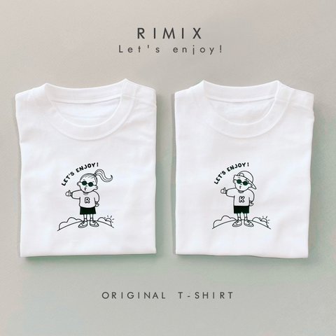 アルファベットお入れできます！　Lets enjoy！  Tシャツ　名入れTシャツ　アルファベットTシャツ　男の子　女の子　リンクコーデ　出産祝い　家族Tシャツ　ファミリーTシャツ　家族写真