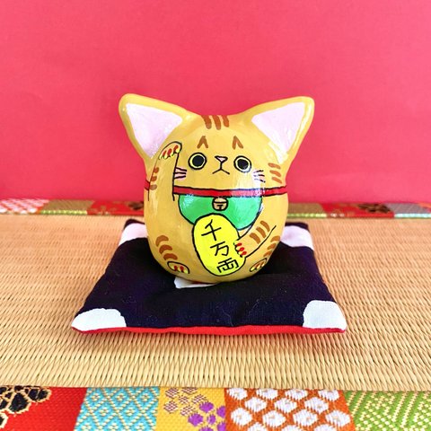 招き猫猫【大】茶トラ　/  招財貓【大】