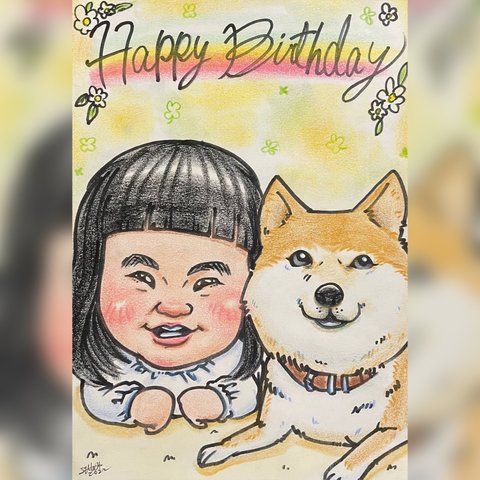 似顔絵オーダー　お誕生日　記念日　還暦　プレゼント　お祝い