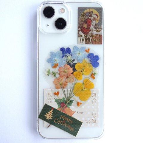 全機種対応　スマホステッカー　スマホケース押し花インナーシート☆クリスマススペシャル☆４点セット　193