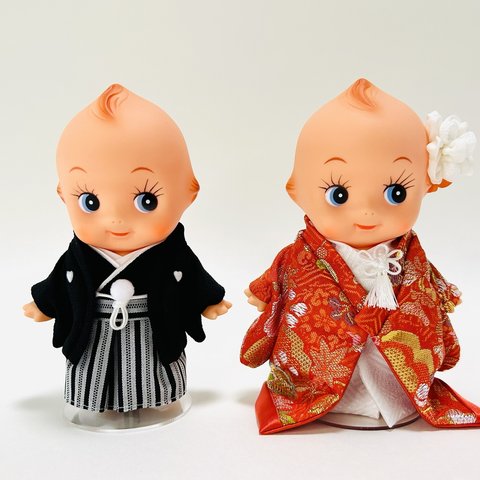 ⭐︎NEW⭐︎ウェルカムドール / 和装ウェディングキューピー (金蘭/花柄) / Bride & Groom Kewpies in Japanese kimonos (flower pattern)