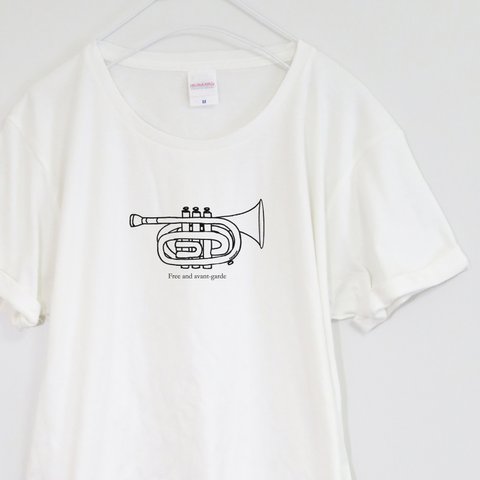 ポケットトランペットのTシャツ【バニラホワイト】 ユニセックス 半袖クルーネックTシャツ