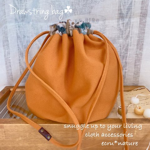 Drawstring bag(巾着バッグ/倉敷帆布限定酒袋生地&ミナペルホネンmillefiori)