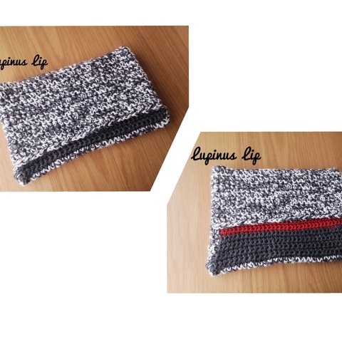 new version◆ｸﾗｯﾁﾊﾞｯｸﾞ風*knit pouch