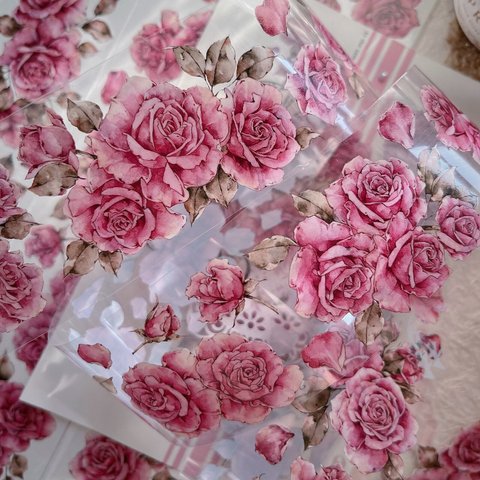 「Pink Rose」ピンク薔薇　美しいバラ♡上質PET　マスキングテープ FY