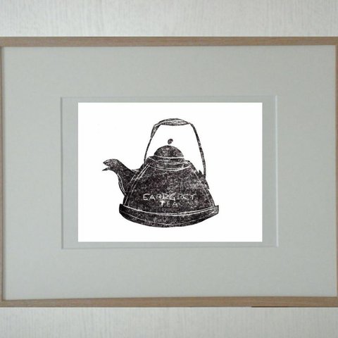手刷り木版画・earl grey tea（034)