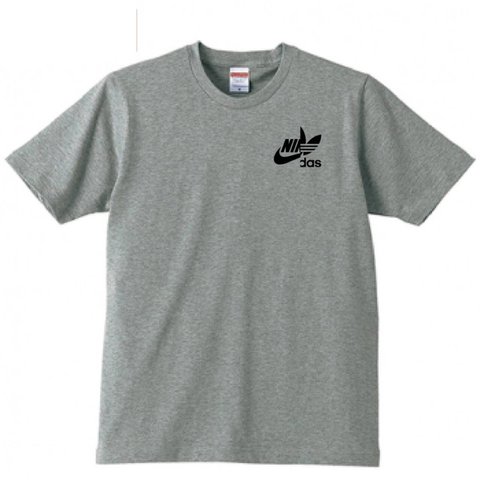 【送料無料】【新品】ナイダス ワンポイント Tシャツ パロディ おもしろ グレー メンズ サイズ プレゼント