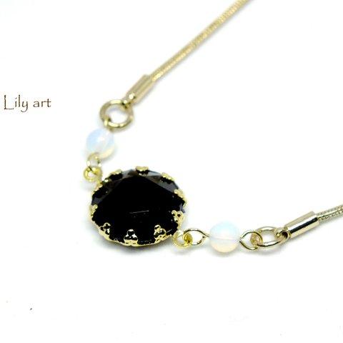 【SALE ¥1000→¥500】black＆whiteダイヤカットsimpleネックレス