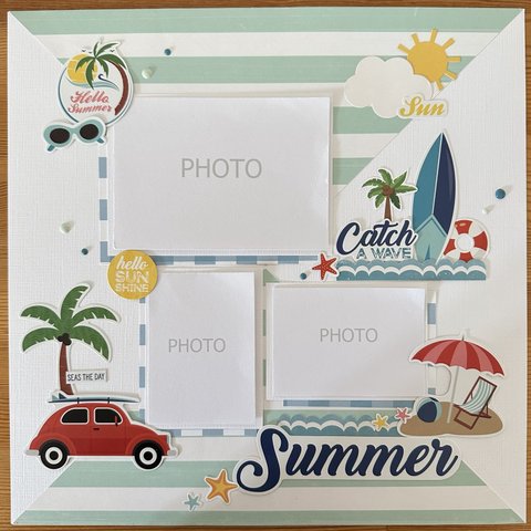 ＊SALE スクラップブッキング   12インチ 完成品 SUMMER 〜catch A WAVE 〜