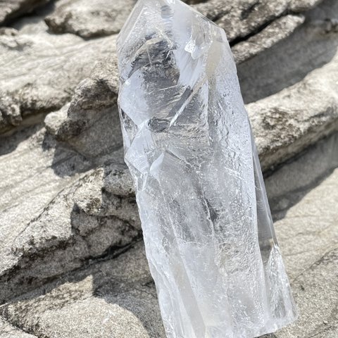 Satyaloka Clear Azeztulite™ Altar Stone Natural Prismatic Crystal HEAVEN&EARTH 